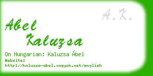 abel kaluzsa business card